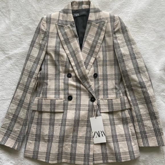 tartan blazer zara